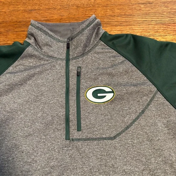 NFL‎ Green Bay Packers Mens XL Pullover 1/4 Zip Fleece Lined Jacket - Picture 3 of 13